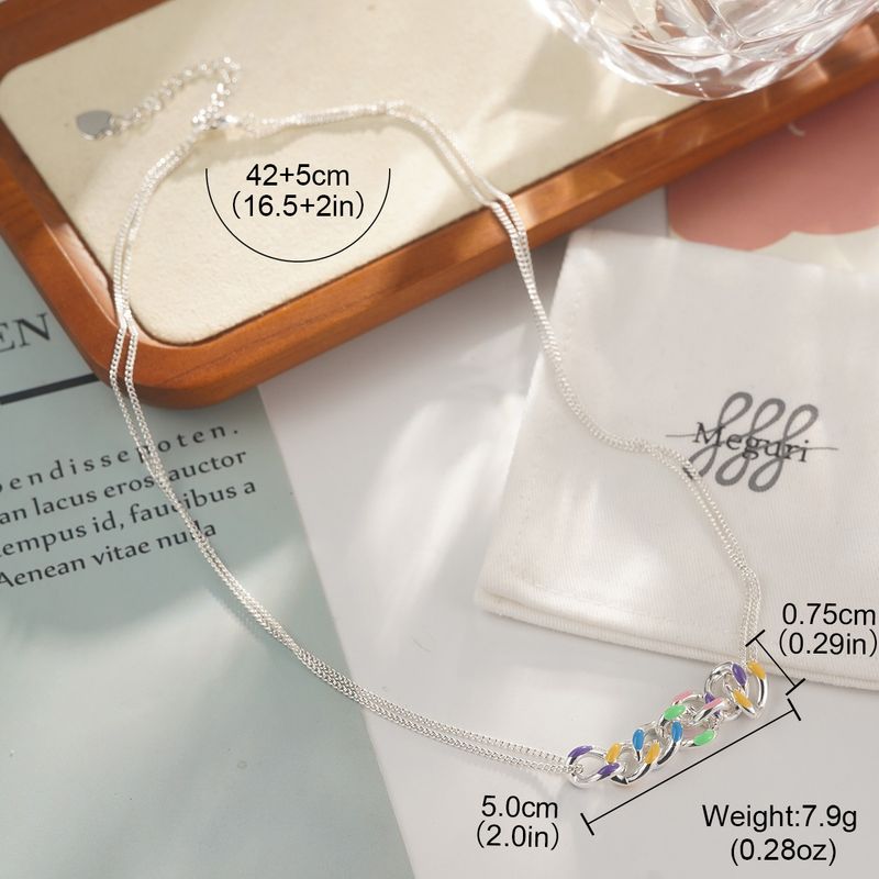 Colored Dopamine Necklace For Women, Niche Colored Oil Drop Stacking Design Double Layer Beaded Necklace For Women_voghion.com