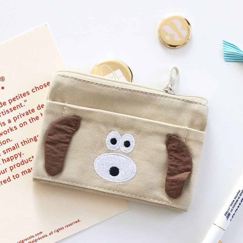 Korean Romane Same Style Cute Cartoon Zipper Card Holder Dog Rabbit Foldable Coin Purse Portable Small Storage Bag_voghion.com