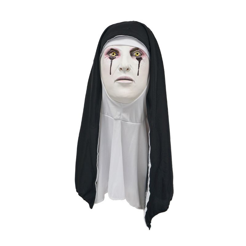 Halloween The Conjuring 2 Nun Mask Halloween Scary Makeup Mask Tricky Ghost Face Horror Scary Latex Headgear Nun_voghion.com