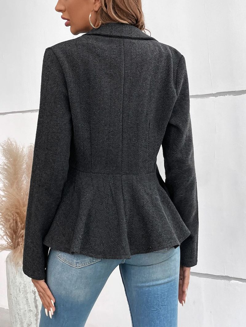Abbigliamento da donna Blazer da ufficio a doppio petto con balze in jacquard e revers da donna_voghion.com