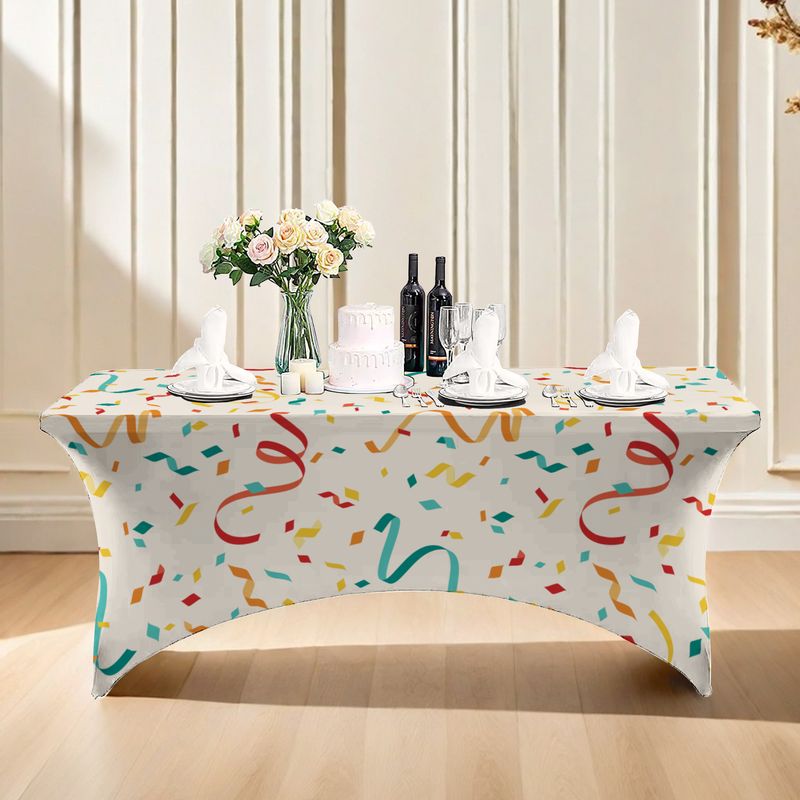 Elastic Polyester Tablecloth – Full-Cover Stretchable Dustproof Table Cover For Parties, Holidays & Home Decor (Multiple Prints & Sizes)_voghion.com