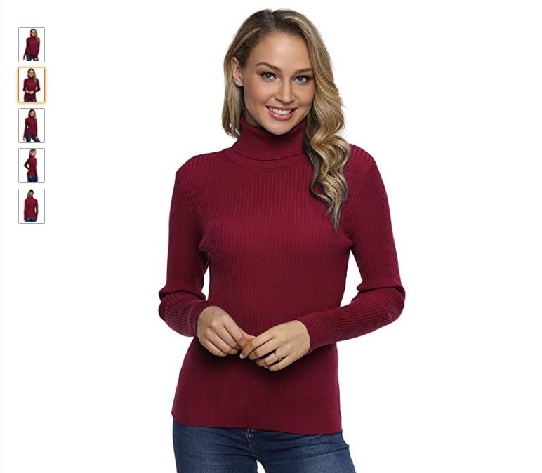 Maglione da donna autunno 2021 lavorato a maglia tinta unita slim fit con collo alto e maniche lunghe_voghion.com