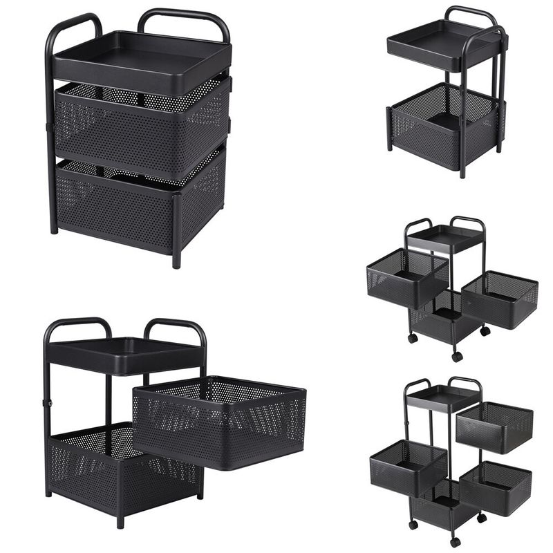3-6 Tier Rotating Basket Storage Tower Kitchen Trolley Cart Fruit Veg Rack Shelf_voghion.com