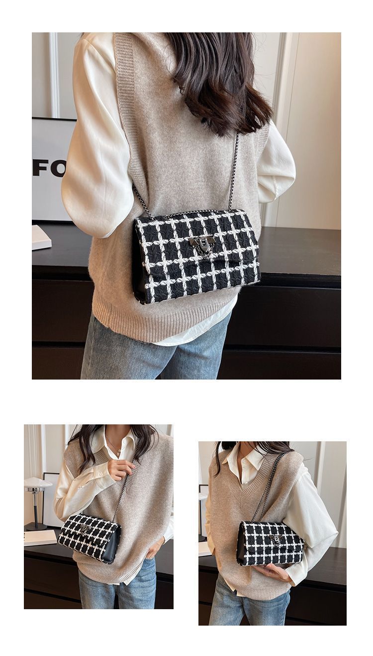 Xiaoxiangfeng Licht Luxus Wolle für Frauen 2023 Neue Trendy Mode Kette Textur Einzelnen Schulter Crossbody Kleine Quadratische_voghion.com