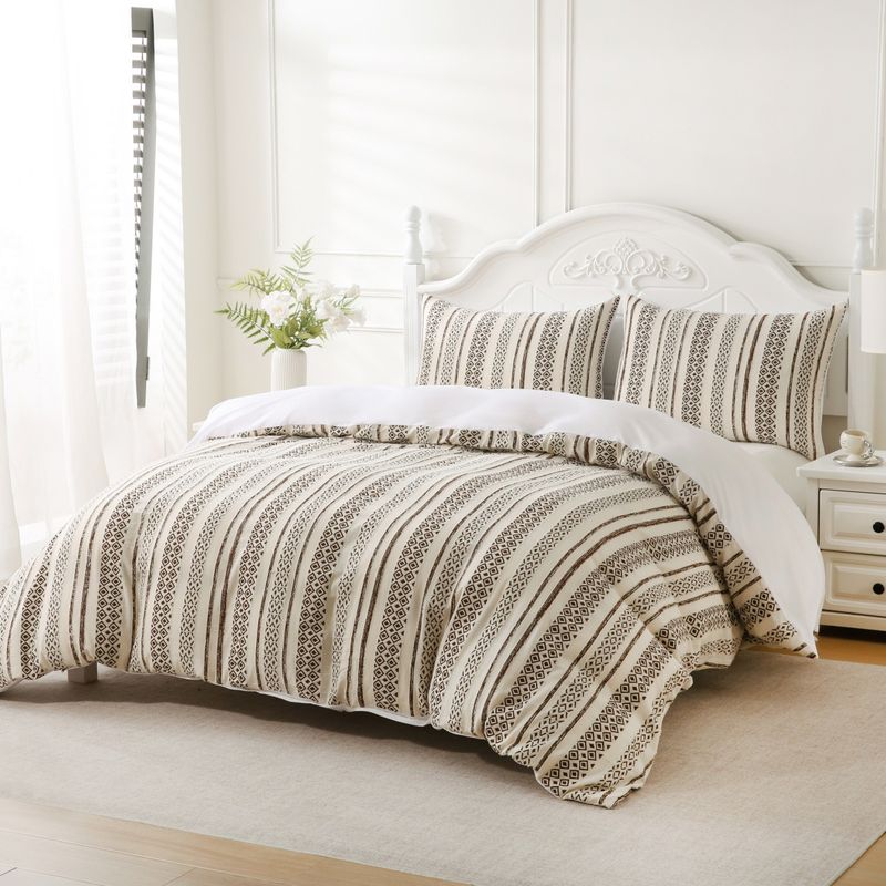 Set copripiumino in cotone premium anni '60 - 128x68 fili, motivo geometrico jacquard, stile lenzuolo con angoli (disponibili diverse misure globali)_voghion.com