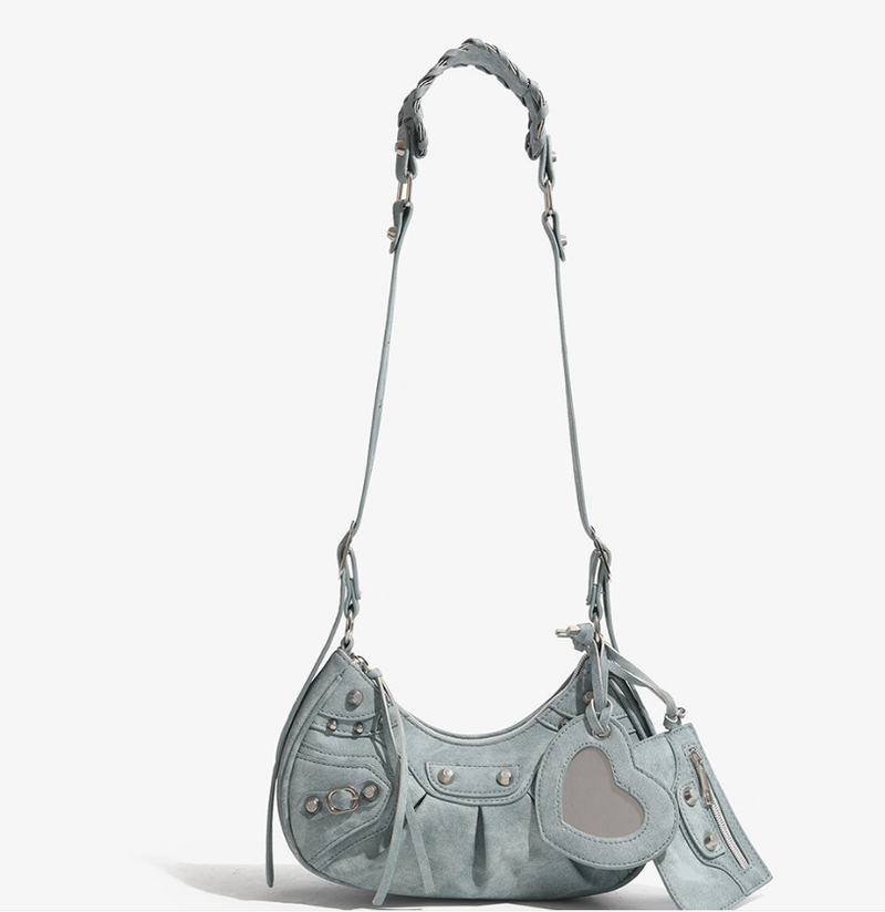 2024 Nuova borsa a tracolla monospalla di lusso con nappa e rivetto alla moda e alla moda, borsa da donna, borsa da moto, borsa da ascella_voghion.com