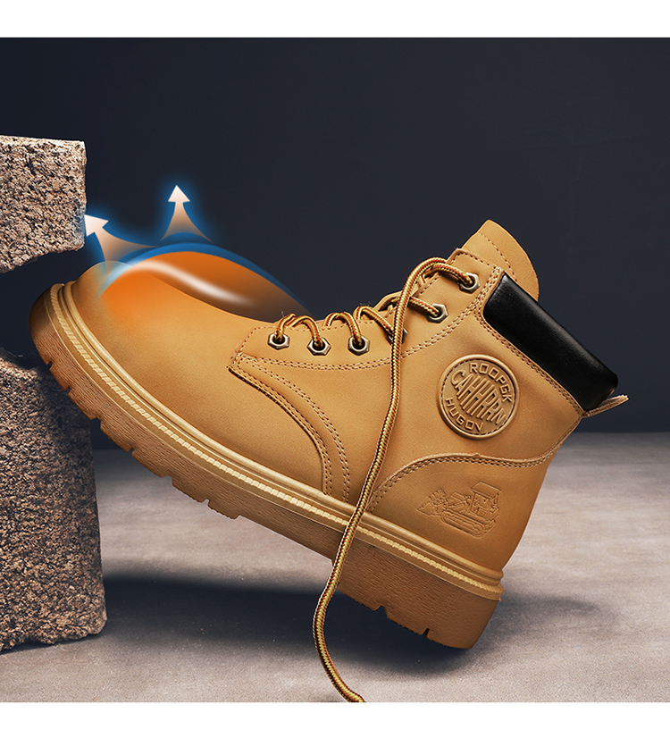 Motorcycle Boots, Steel Toe, Labor Protection Safety Shoes, Military Boots, Construction Site Rhubarb Boots_voghion.com