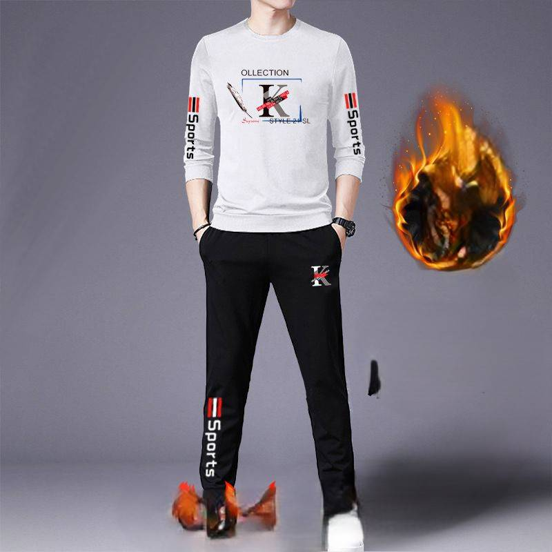Herrenbekleidung Baumwolle Plus Samt Lässige Sportanzüge Herren Herbst Und Winter Jugend Sweatshirts Und Jogginghosen Zweiteilige Anzüge_voghion.com