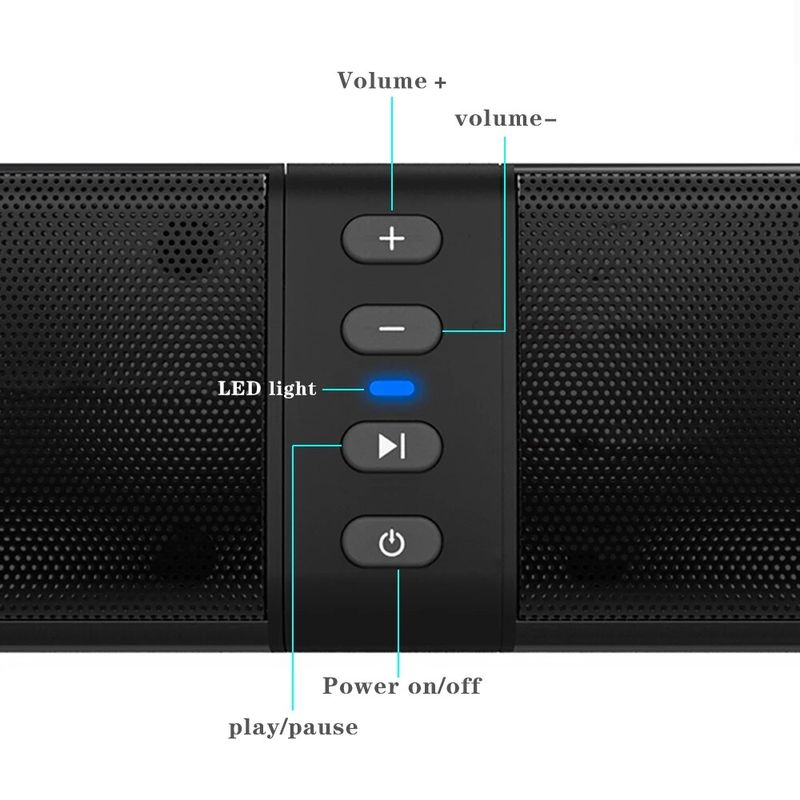 Leistungsstarke Soundbar Sound Radio Blaster Bar Audio TV PC Computer Subwoofer Drahtloser Heimkino-Lautsprecher_voghion.com