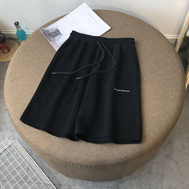 Vêtements pour femmes Shorts décontractés à imprimé lettre simple pour femmes Été Nouveau pantalon chaud ample décontracté polyvalent Slim jambe large noir et blanc_voghion.com