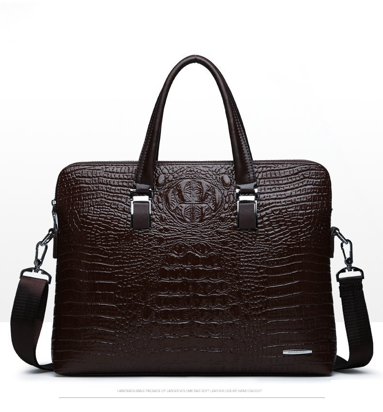 Men's Bag Set Business Fashion Crocodile Pattern Handbag Official Document Computer Gift Bag Men's One-shoulder Diagonal Bag_voghion.com