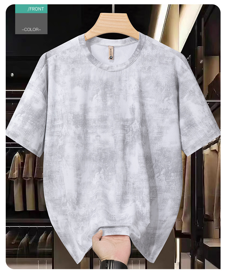 Men's Clothing Plus Size Thin Ice Sense Short Sleeved T Shirt Top_voghion.com