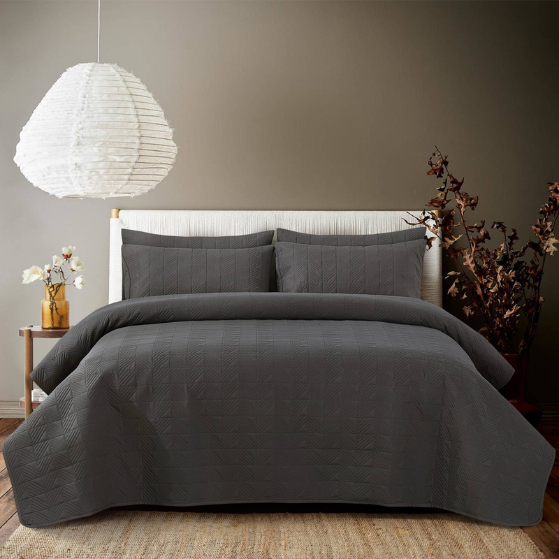CG36 Bettbezug-Set mit geraden Kanten, quadratisch, geeignet für Schlafzimmer und Wohnzimmer (1 x Tagesdecke + 2 x Kissenbezüge, ohne Bettdecken- oder Kissenkern)_voghion.com