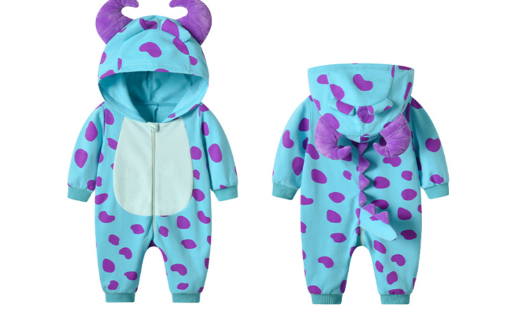 Qiletu New Spring Infant Baby Cute Pure Cotton Knitted Jumpsuit Polka Dot Little Monster Total Link_voghion.com