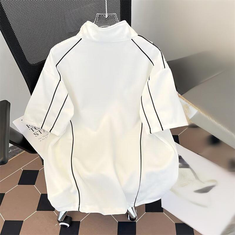 Conjunto de camiseta y pantalón corto de verano para hombre - Ropa deportiva transpirable de mezcla de algodón para gimnasio, running y ropa informal - Blanco/Negro (Tallas M-3XL)_voghion.com
