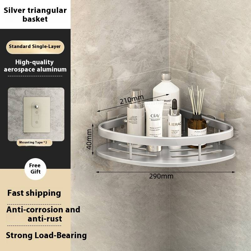 Stabiles Badezimmer-Eckregal ohne Bohren – platzsparender Organizer zur Wandmontage für Dusche, Toilette und Waschbecken_voghion.com