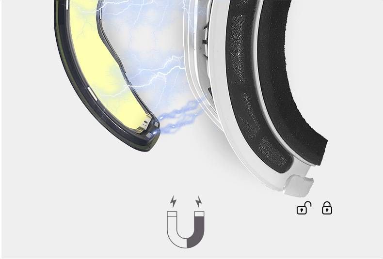 Lunettes de ski magnétiques pour adultes, antibuée, protection UV, verres interchangeables, polarisées et coupe-vent pour le ski et le snowboard._voghion.com