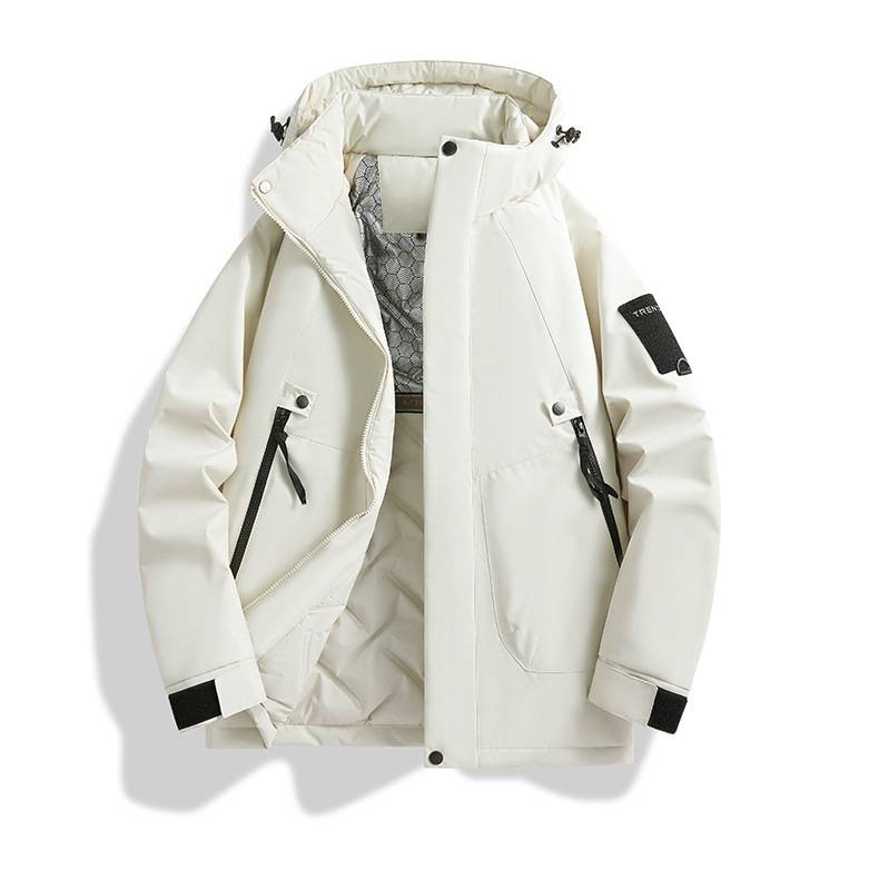 Herrenbekleidung Winter Paar Kapuzenjacke mit Graphen-Heizung - Leichter Steppmantel für kaltes Wetter - Schwarz, Dunkelmarineblau, Ahorngelb, Elfenbein_voghion.com