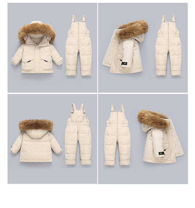 Winter Kids Down Jacket Set - Warm Hooded Snowsuit For Toddlers 1-3 Years, 80-100cm, Soft Duck Feather, Zipper Closure, Unisex_voghion.com