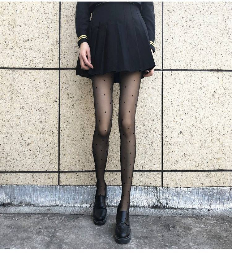 Trendy Polka Dot & Bow Sheer Pantyhose - Sexy Lace Tights With Heart & Dot Patterns, Ultra-Thin 10d Stockings For Women, Multiple Styles_voghion.com