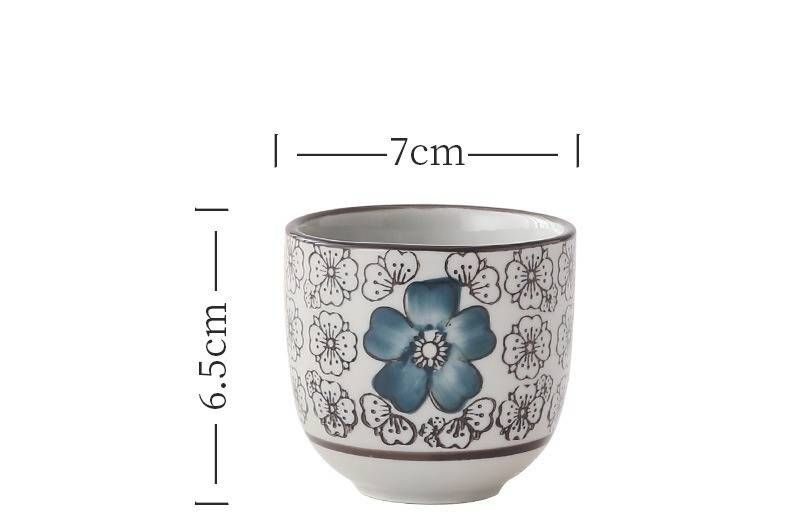 Japanese Style Retro Ceramic Tea Cup - Hand-Painted Blue And White Underglaze Floral Design, 100ml Capacity, Microwave Safe, Perfect For Gongfu Tea_voghion.com