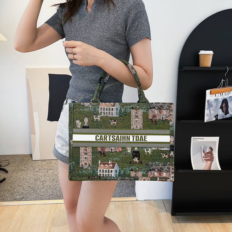 Canvas-Tasche für Damen mit großem Fassungsvermögen, neue trendige All-Match-Handtasche. Beliebte High-End-Mode, grenzüberschreitende Einkaufstasche im explosiven Stil_voghion.com