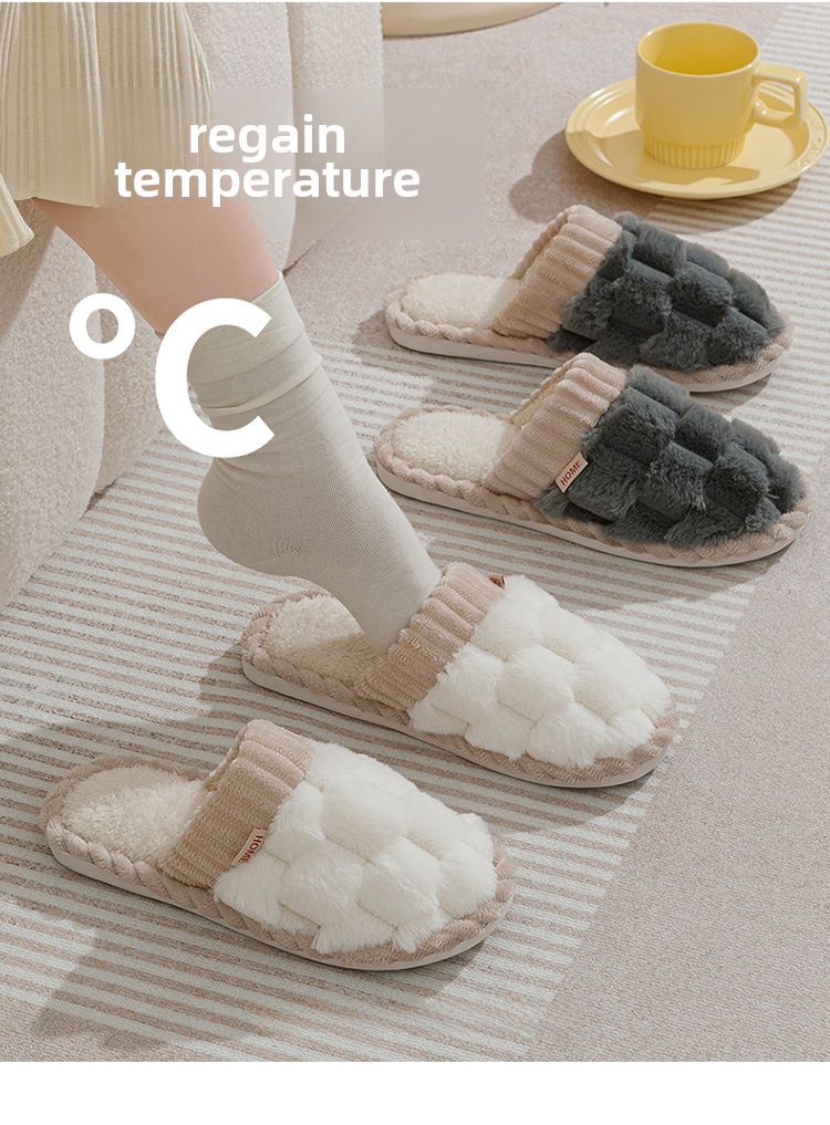 Ciabatte da donna invernali per interni e per la casa, per saloni di bellezza, per coppie, calde e soffici, in cotone, con tacco a spillo, per uomini Yuezi_voghion.com