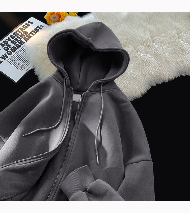 Herren-Sweatshirtjacke mit Kapuze und Reißverschluss und Fleecefutter – Schwerer Winterpullover mit Taschen, Unisex-Freizeitoberbekleidung (Schwarz, Weiß, Grau, Blau)_voghion.com