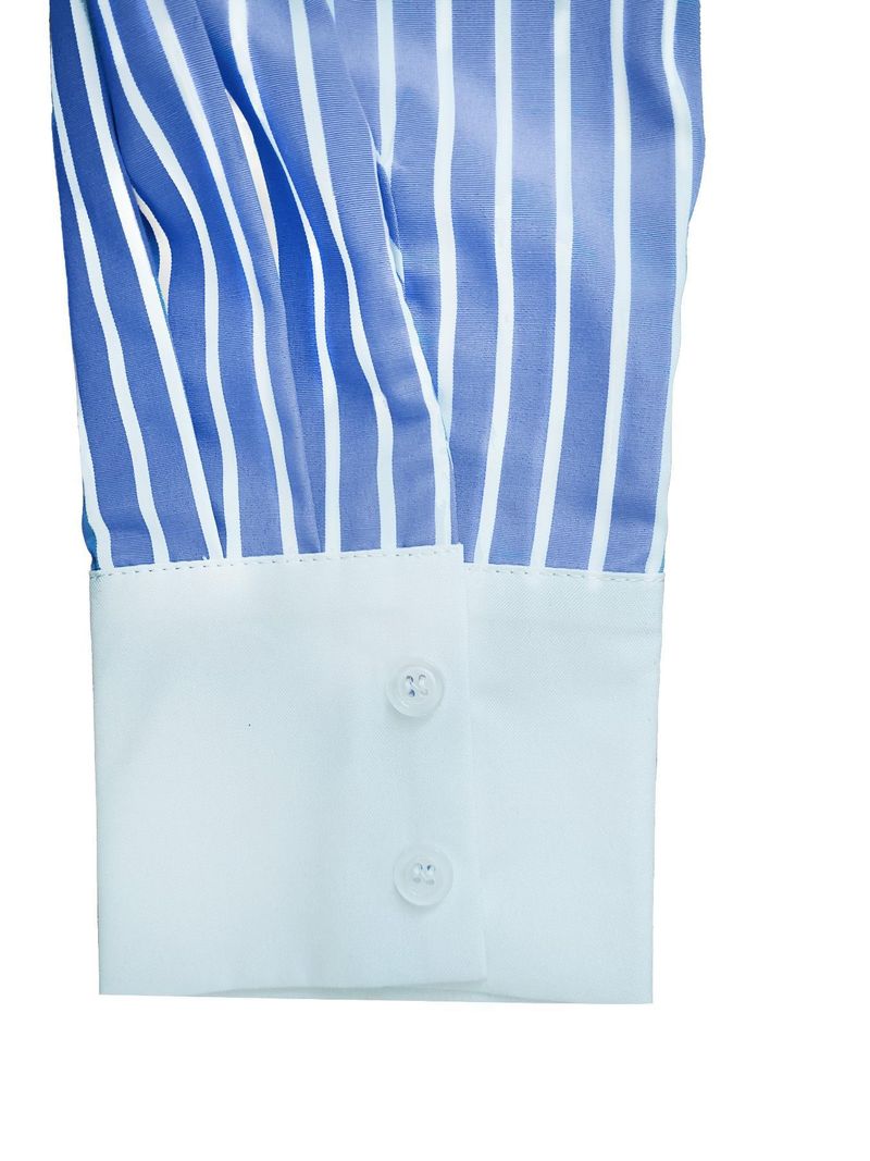 Camicia a righe patchwork da donna, ampia e casual, con risvolto, soprabito_voghion.com