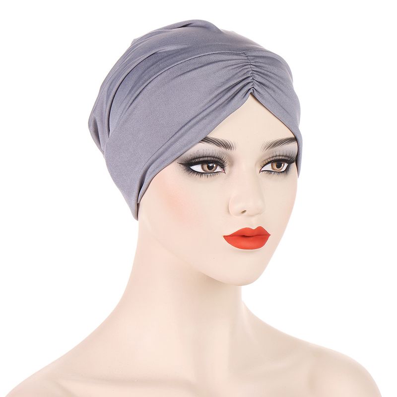 new multi-color milk silk forehead pleated turban hat bottoming hat_voghion.com