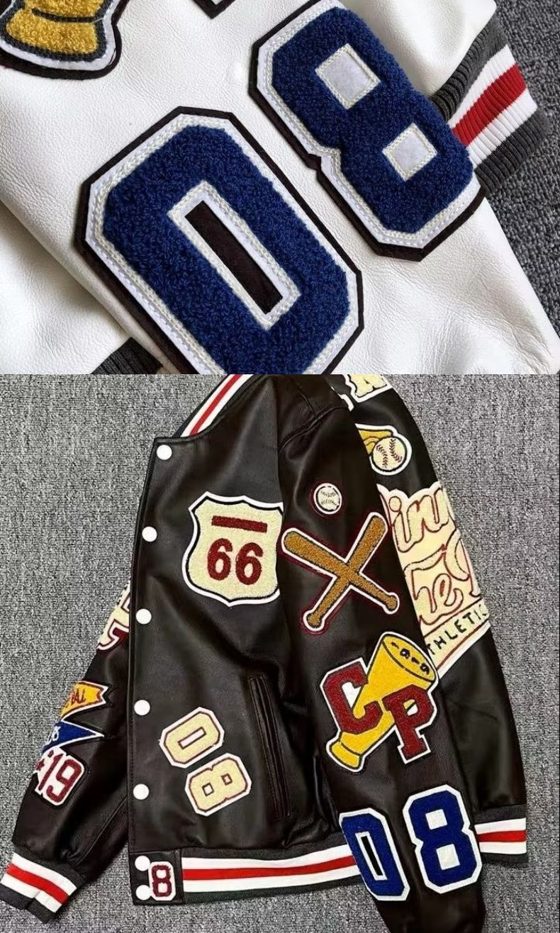 Men's Clothing New heavy industry embroidered leather jacket men's casual short jacket baseball jacket PU leather short jacket loose top ins trend_voghion.com