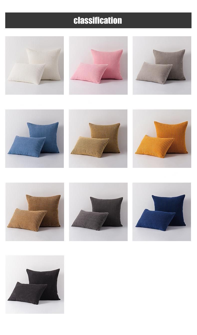 2025 Corn Kernel Pillow Grid Nap Bedside Cushion Home Simple Plush Pillowcase_voghion.com