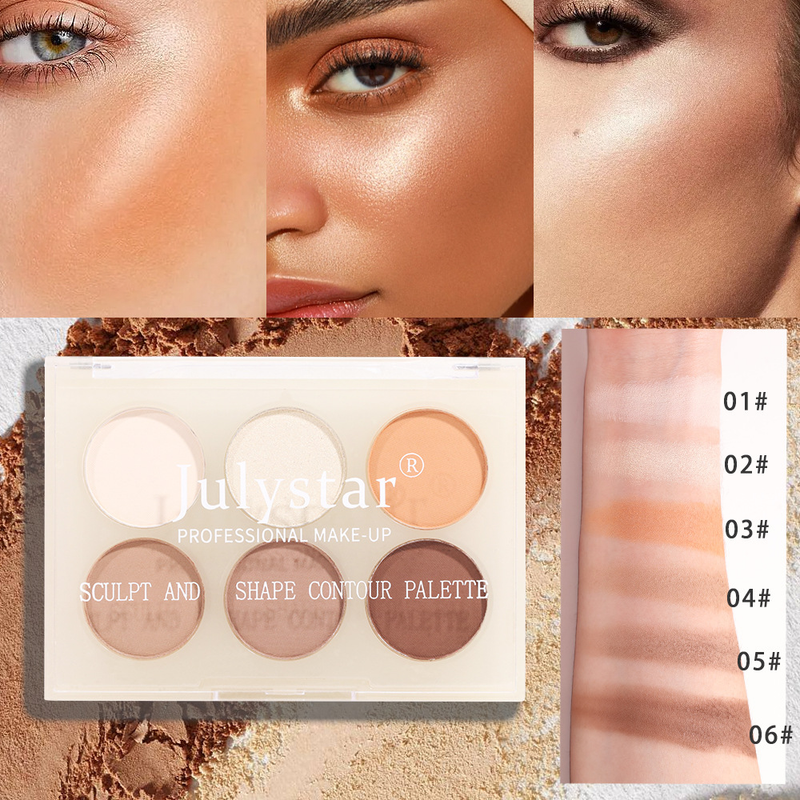 Bronceadores e iluminadores Belleza Maquillaje Rostro Iluminador natural Tridimensional Seis colores Contorno Larga duración Resistente al agua y al sudor_voghion.com