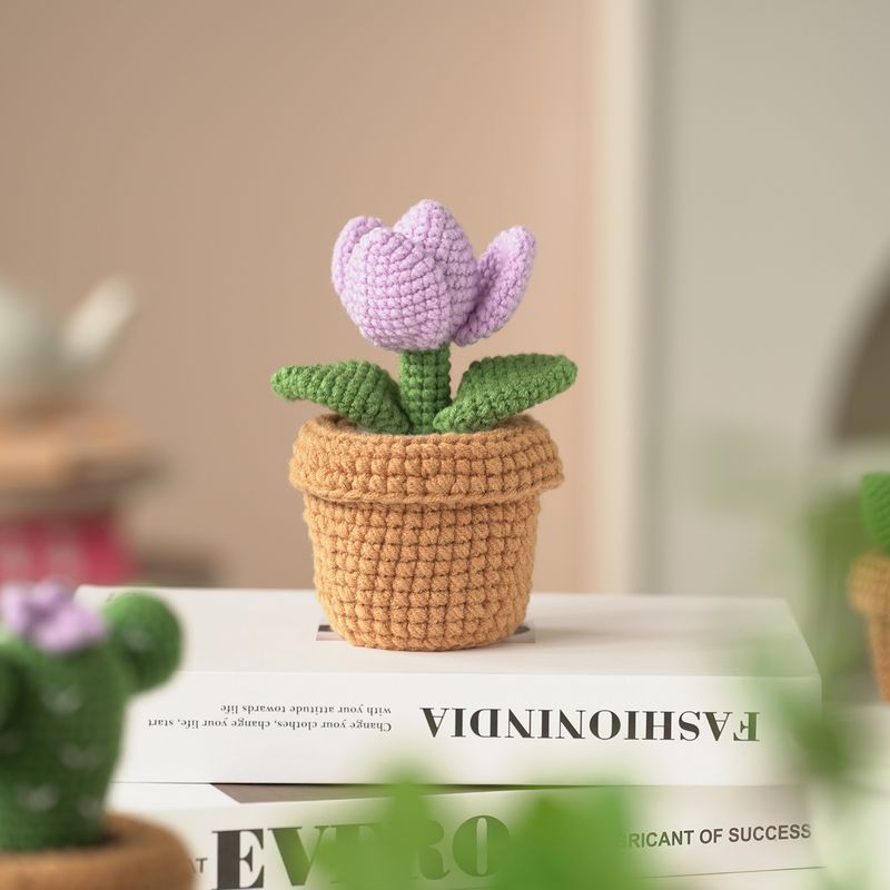 Crochet Material Package Knitting Handmade DIY Homemade Wool Plant Storage Box Ornaments_voghion.com