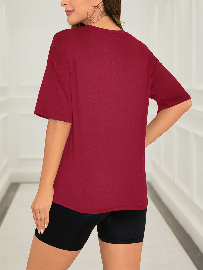 Dameskleding Effen kleur all-match digitaal bedrukt tweedelige korte mouwen shorts los casual lente en zomer_voghion.com