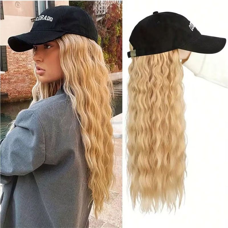 Parrucca alla moda da donna con capelli lunghi e ricci, fibra ad alta temperatura, stile bohémien, perfetta per qualsiasi tono di pelle e forma del viso_voghion.com