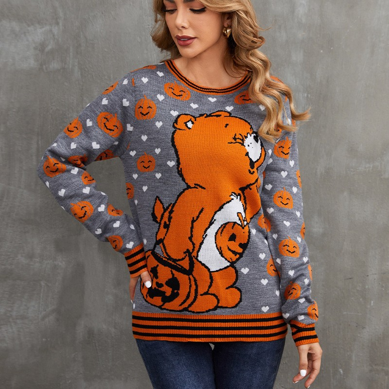 Women's sweater Halloween jacquard sweater Autumn and winter special color cartoon casual _voghion.com