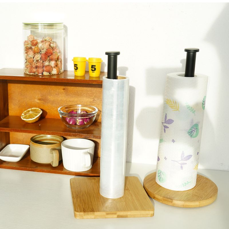 Stainless Steel Bamboo Paper Towel Rack Kitchen Restaurant Vertical Roll Holder Storage Rack Plastic Wrap Rack Lazy Rag Holder_voghion.com
