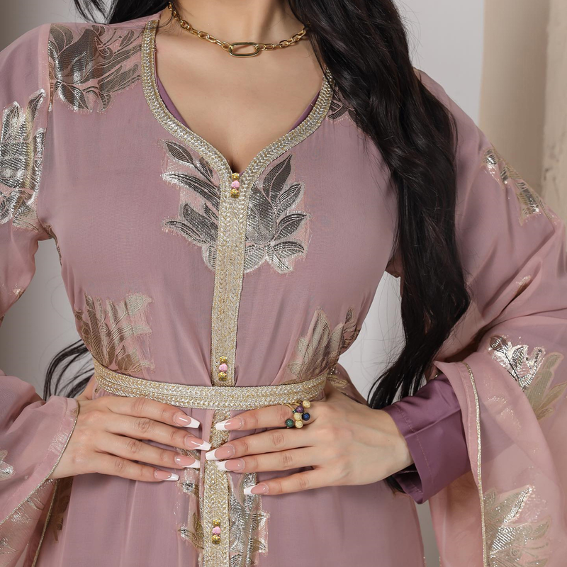 Dámské nové módní, výprodejové bronzové šifonové šaty pro plnoštíhlé muslimské abaya_voghion.com