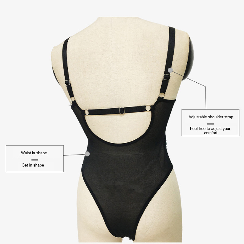 Vêtements pour femmes sexy perspective dentelle une pièce corps shaper lumière pression négative fronde beau corset arrière_voghion.com