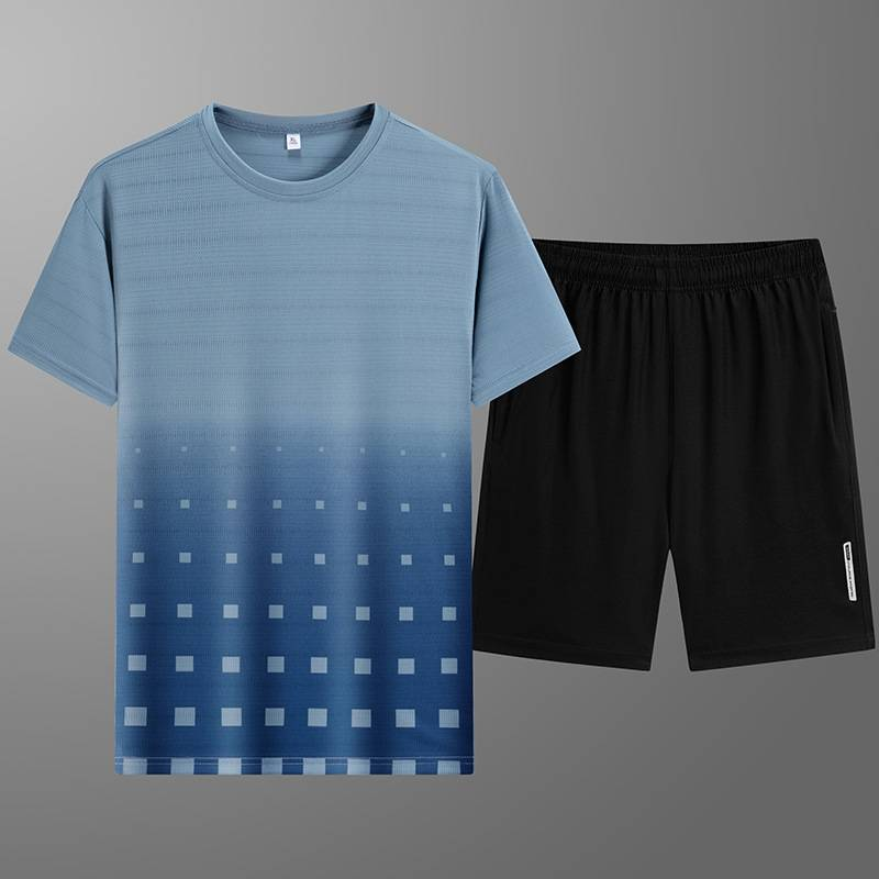 Männerkleeder Kuerzärmlech T-Shirt Shorts Äis Seid Kostüm Männer Zweedeel T-Shirt Matching Schéin_voghion.com