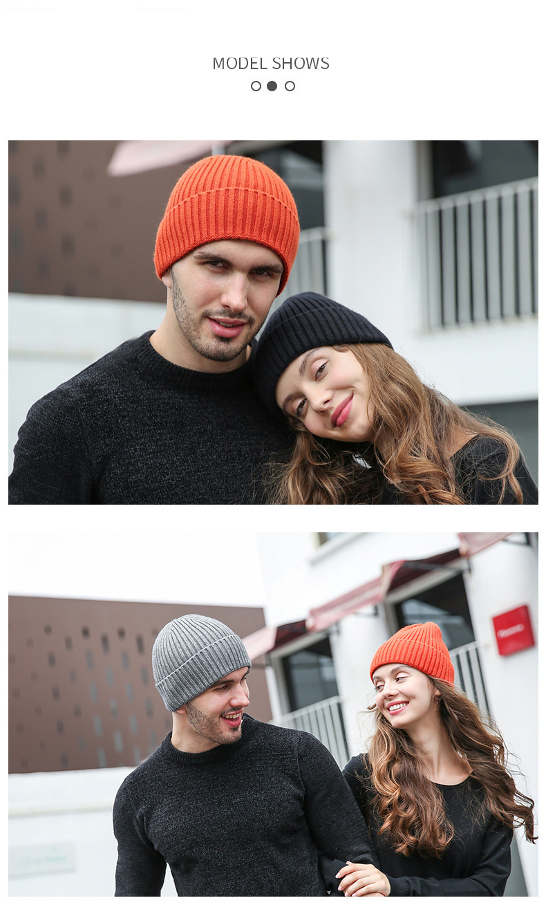 Cappello invernale unisex lavorato a maglia per uomo e donna, coppia, cappello spesso e caldo in lana, cappello freddo, cappello con flangia sopra la donna_voghion.com