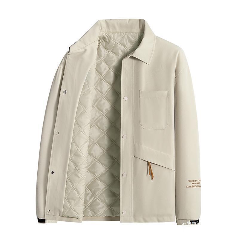 Men's Clothing Jacket Business Casual Lapel Large Pockets Solid Color Printing Men One Piece Drop Shipping_voghion.com