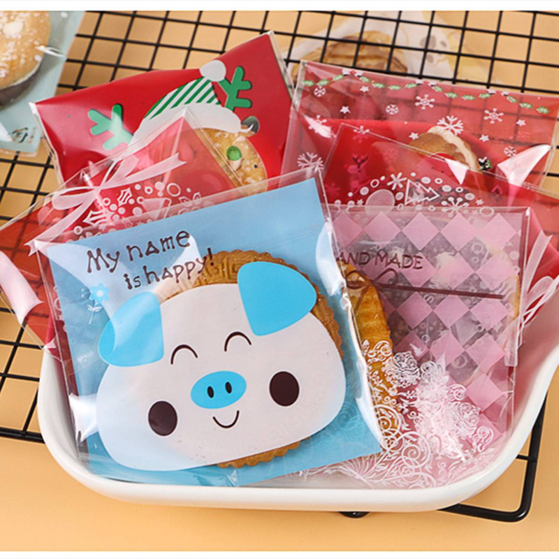 25 Stück rote Keksverpackungsbeutel mit Weihnachtskranz, Schneeflocken-Süßigkeiten-Druckverschlussbeutel, selbstklebende Backverpackungsbeutel_voghion.com