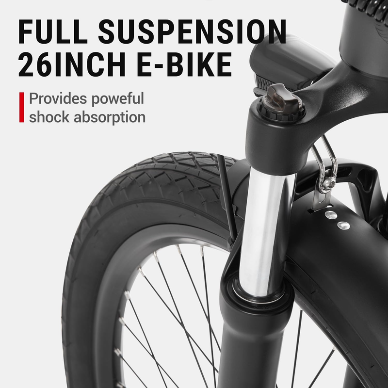 DYU C1 Elektresch Vëlo Fir Erwuessener, 26 Zoll All-Terrain Stadpendler Ebike Mat 350W Motor, 36V 10Ah Batterie_voghion.com