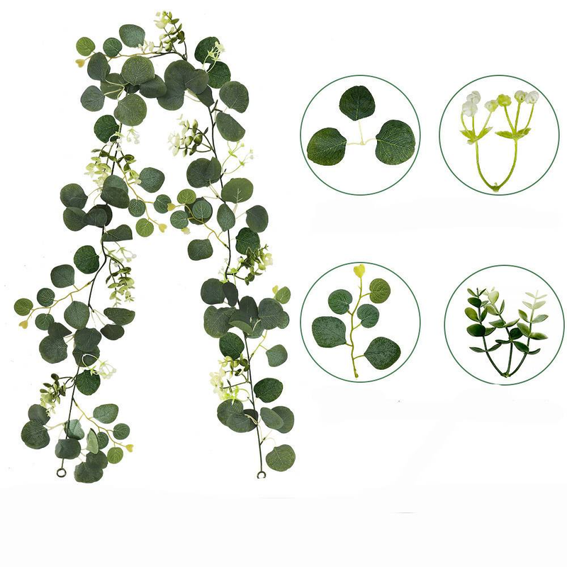 St.patrick Vite simulata Foglie di eucalipto Rattan di eucalipto Casa Matrimonio Pianta verde simulata Decorazione da tavolo Rattan simulato_voghion.com
