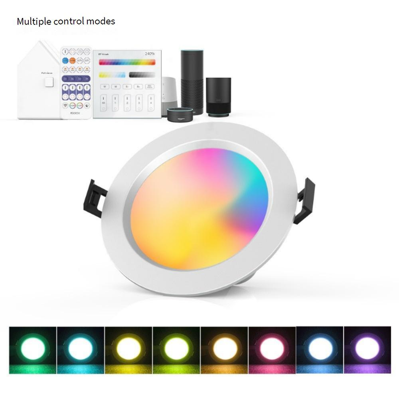 Luci e illuminazione 9w Smart Plastic Coated Aluminum Bluetooth Network Remote Control Downlight RGBW US Standard Led Embedded Voice Panel Ceiling Light_voghion.com