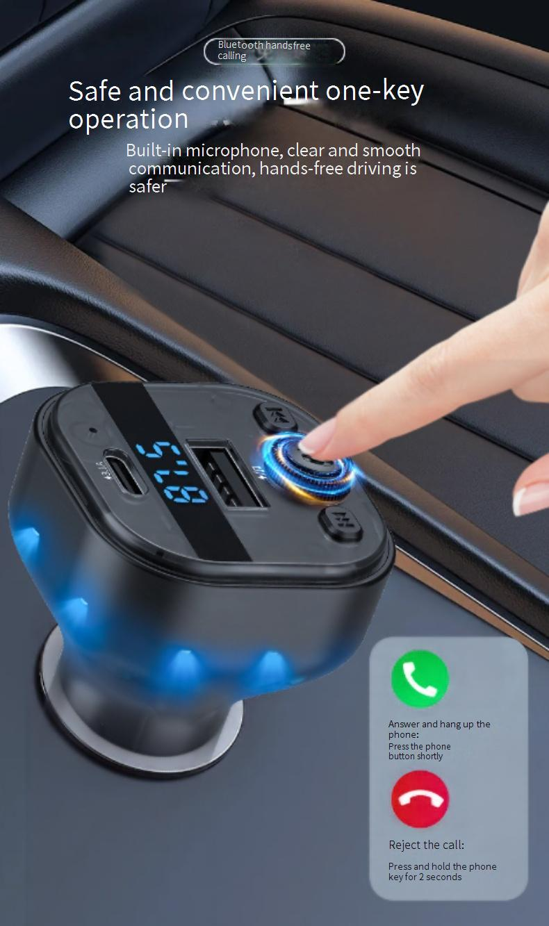 Car Chargers New Car Mp3 Bluetooth Player Fm Transmitter Digital Display PD Fast Charging Multi Function Car Charger_voghion.com