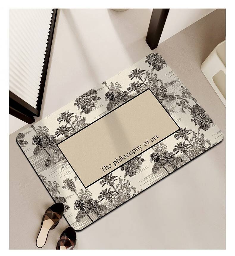 Tappetino da bagno vintage antiscivolo – Tappetino in diatomite ad asciugatura rapida per bagno, doccia, WC – Lavabile e super assorbente – Motivo floreale_voghion.com