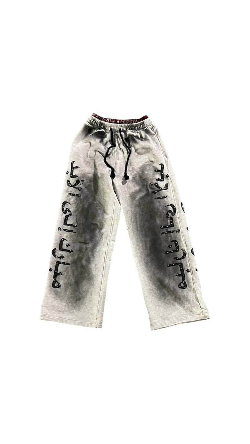 Spodnie unisex w stylu retro streetwear – joggersy z wysokim stanem i prostymi nogawkami, z nadrukiem graficznym, czarno-białe, rozmiar S-4XL dla mężczyzn i kobiet_voghion.com